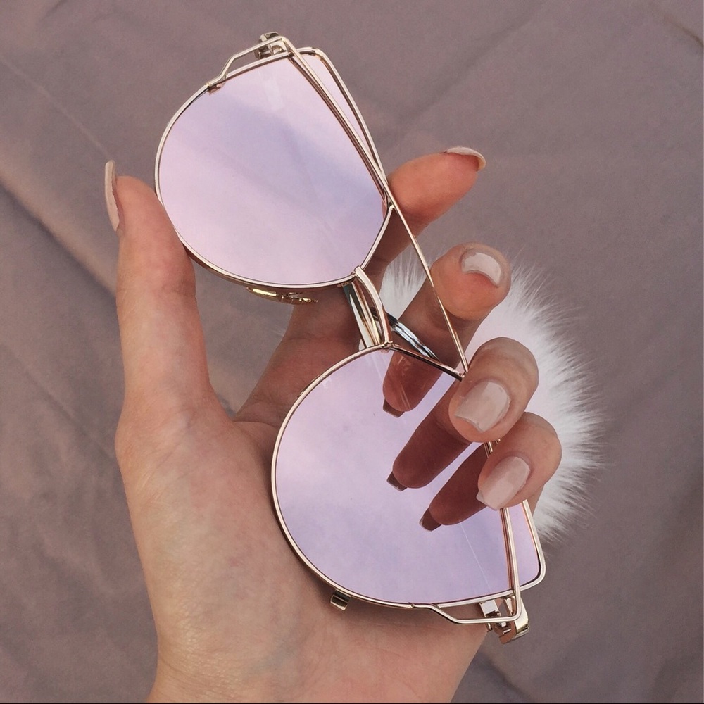 Pink Cat Eye Mirrored Street Fashion Sunglasses - Picture 2 of 8